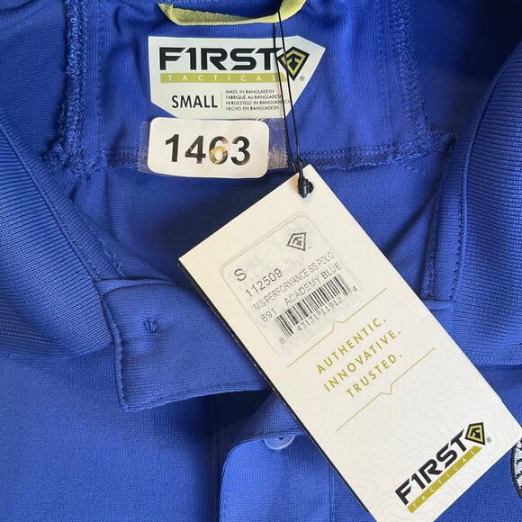 First Tactical Men Polo Shirt Size S Blue Stretch Dennis Wallace Golf 2021 NWT - Picture 4 of 7